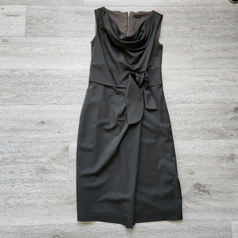 Magaschoni Dark Charcoal Gray Dress Womens 6 Sleeveless Cowl Neck Wool